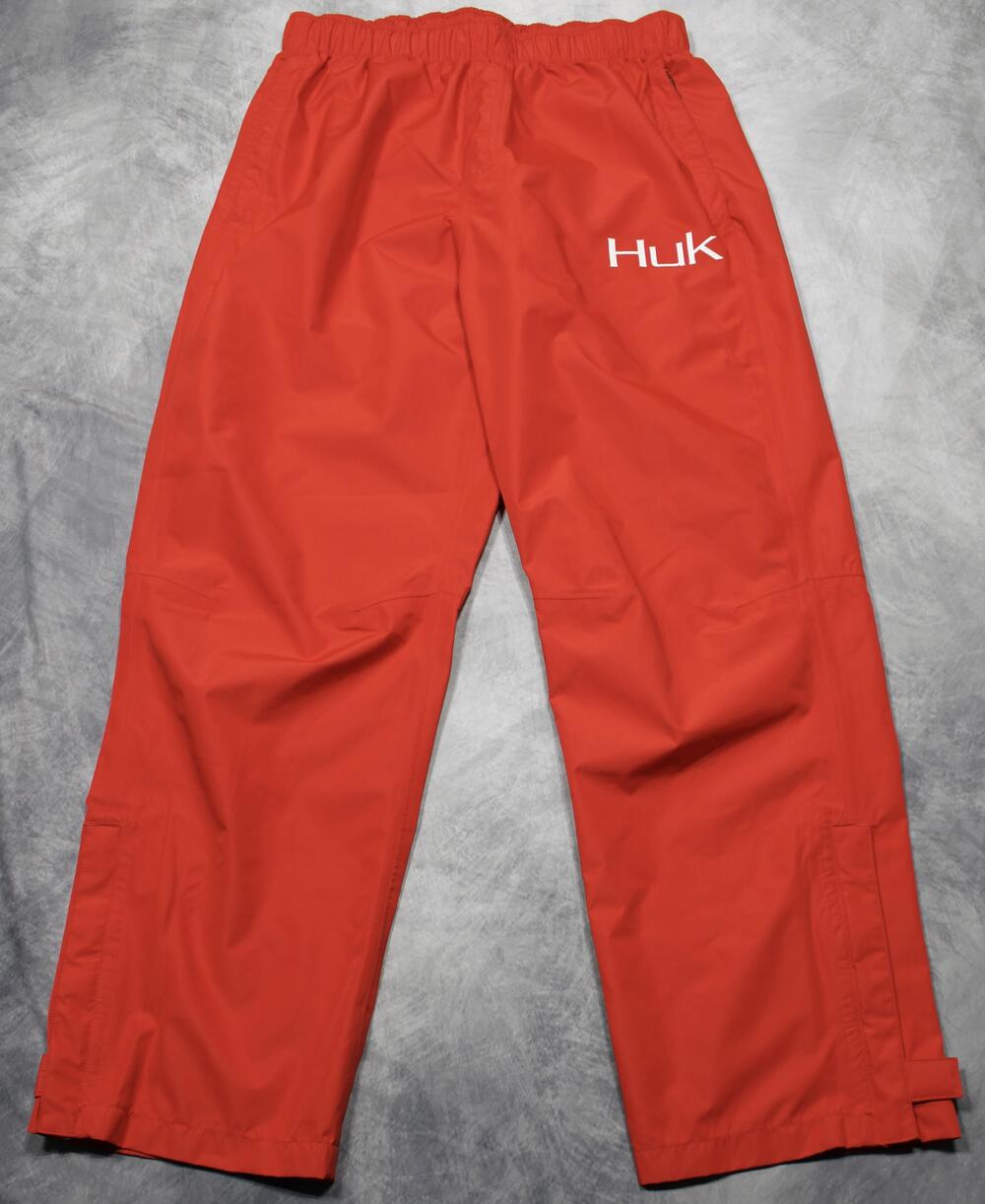 Huk Pants Mens Medium Red Rain Fishing Water Resistant Elastic Waist Outdoor